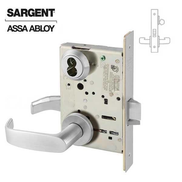 Sargent 8200 Series Mortise Lock Mechanical Classroom Lock to accept SFIC Core LN Trim L Rose Satin Chrome P SRG-70-8237-LNL-26D - main